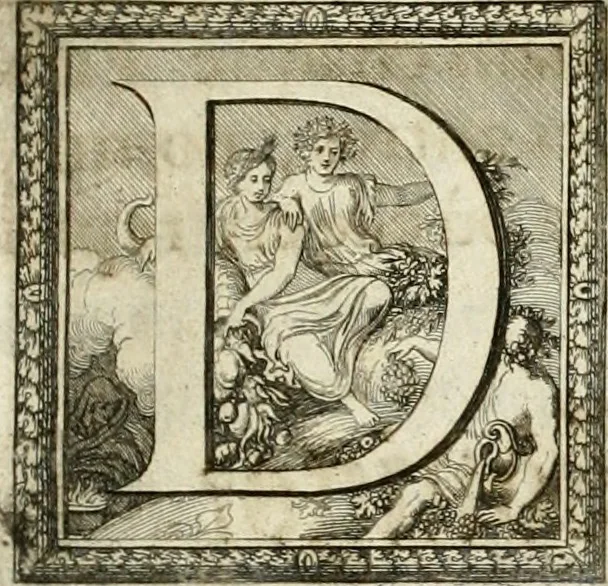 An illustration from Tapisseries du roy, ou sont representez les quatre elemens et les quatre saisons : avec les devises qvi les accompagnent et leur explication = Königliche französische Tapezereyen, oder überaus schöne Sinn-Bilder, in welchen die vier Element, samt den vier Jahr-Zeiten, neben den Dencksprüchen und ihren Ausslegungen, vorgestellet werden, 1690, leaf 82