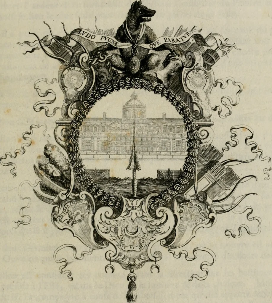An illustration from Tapisseries du Roy, ou sont representez les quatre elemens et les quatre saisons : avec les devises qui les accompagnent et leur explication. Königliche französische Tapezereyen ..., 1687, leaf 106