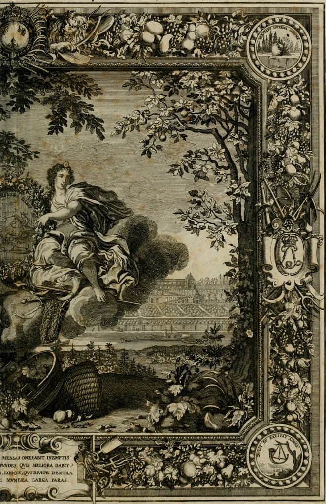 An illustration from Tapisseries du Roy, ou sont representez les quatre elemens et les quatre saisons : avec les devises qui les accompagnent et leur explication. Königliche französische Tapezereyen ..., 1687, leaf 132