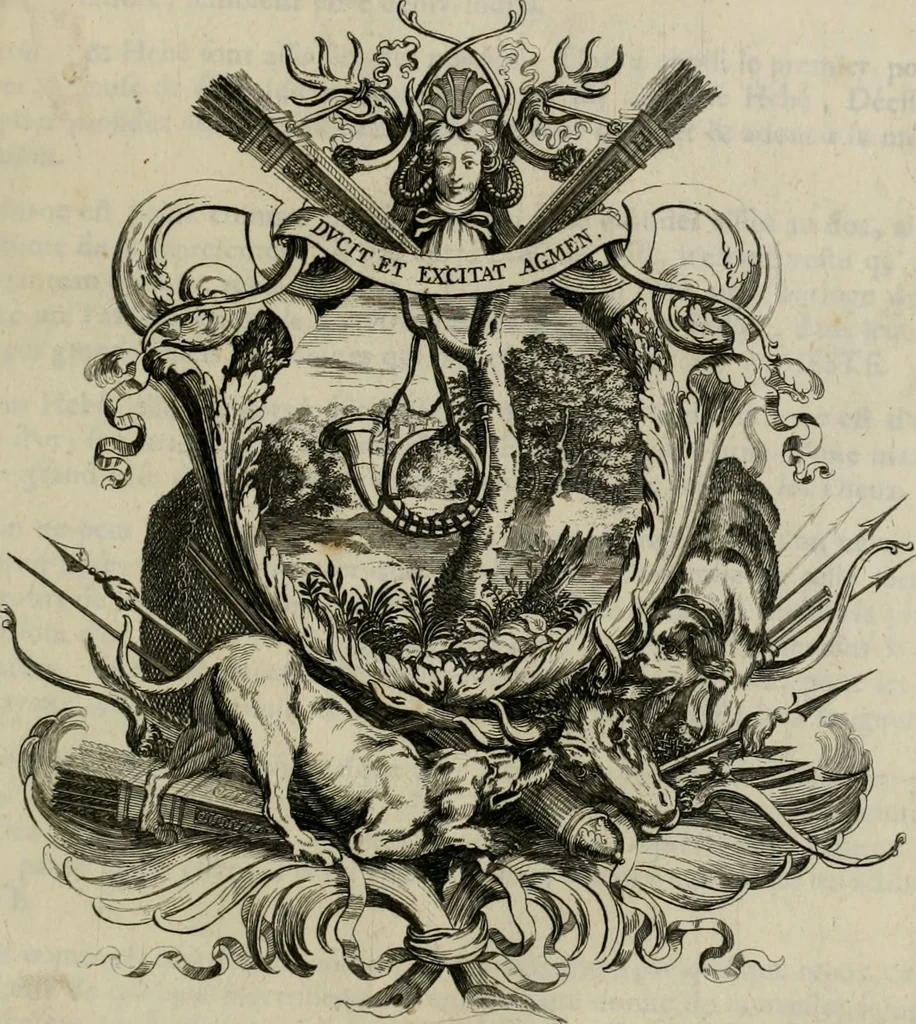 An illustration from Tapisseries du Roy, ou sont representez les quatre elemens et les quatre saisons : avec les devises qui les accompagnent et leur explication. Königliche französische Tapezereyen ..., 1687, leaf 140