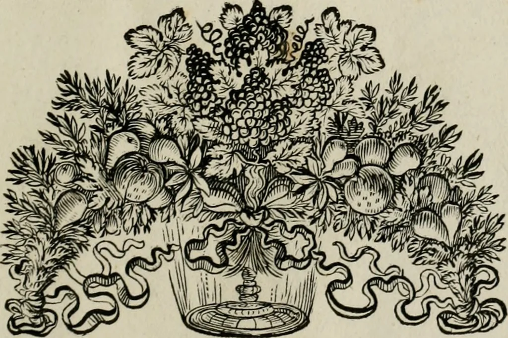 An illustration from Tapisseries du Roy, ou sont representez les quatre elemens et les quatre saisons : avec les devises qui les accompagnent et leur explication. Königliche französische Tapezereyen ..., 1687, leaf 144