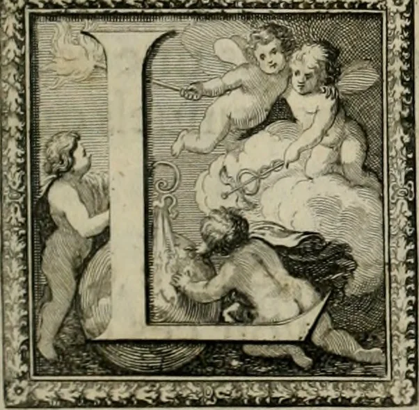 An illustration from Tapisseries du Roy, ou sont representez les quatre elemens et les quatre saisons : avec les devises qui les accompagnent et leur explication. Königliche französische Tapezereyen ..., 1687, leaf 16