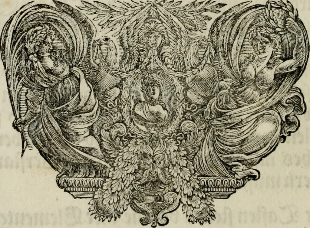 An illustration from Tapisseries du Roy, ou sont representez les quatre elemens et les quatre saisons : avec les devises qui les accompagnent et leur explication. Königliche französische Tapezereyen ..., 1687, leaf 19