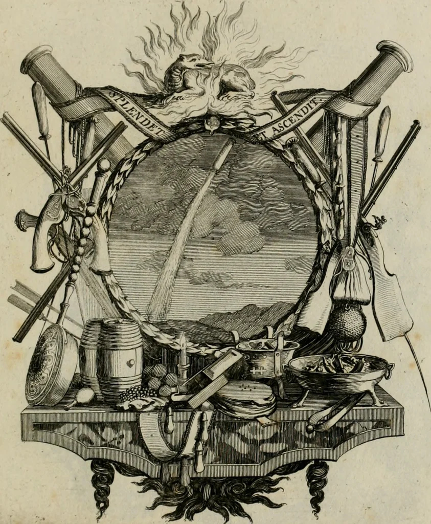 An illustration from Tapisseries du Roy, ou sont representez les quatre elemens et les quatre saisons : avec les devises qui les accompagnent et leur explication. Königliche französische Tapezereyen ..., 1687, leaf 32