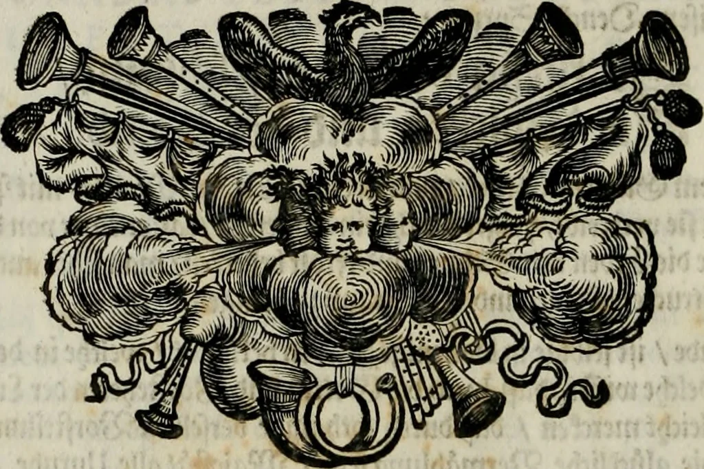 An illustration from Tapisseries du Roy, ou sont representez les quatre elemens et les quatre saisons : avec les devises qui les accompagnent et leur explication. Königliche französische Tapezereyen ..., 1687, leaf 41