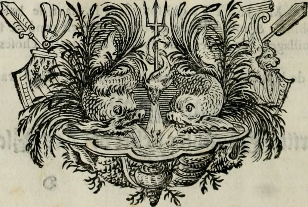 An illustration from Tapisseries du Roy, ou sont representez les quatre elemens et les quatre saisons : avec les devises qui les accompagnent et leur explication. Königliche französische Tapezereyen ..., 1687, leaf 55