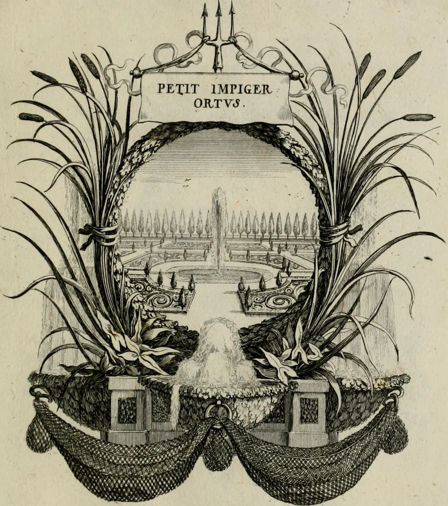 An illustration from Tapisseries du Roy, ou sont representez les quatre elemens et les quatre saisons : avec les devises qui les accompagnent et leur explication. Königliche französische Tapezereyen ..., 1687, leaf 62