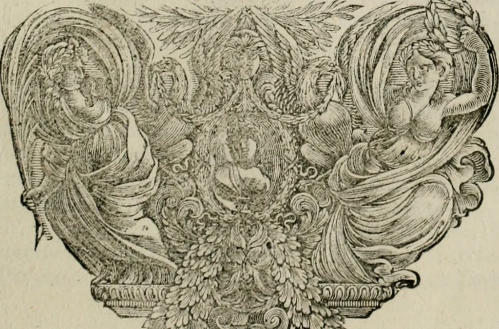An illustration from Tapisseries du Roy, ou sont representez les quatre elemens et les quatre saisons : avec les devises qui les accompagnent et leur explication. Königliche französische Tapezereyen ..., 1687, leaf 88