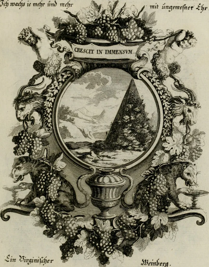 An illustration from Tapisseries du Roy, ou sont representez les quatre elemens et les quatre saisons ; avec les devises qui les accompagnent et leur explication = Königliche französische Tapezereyen, oder überaus schöne Sinn-Bilder, in welchen die vier Element, samt den vier Jahr-Zeiten, neben den Dencksprüchen und ihren Ausslegungen, vorgestellet werden. Aus den Original-Kupffern nachgezeichnet, und den Kunstliebenden zu Nutzen und Ergötzen an den Tag gegeben und verlegt, 1690, leaf 132