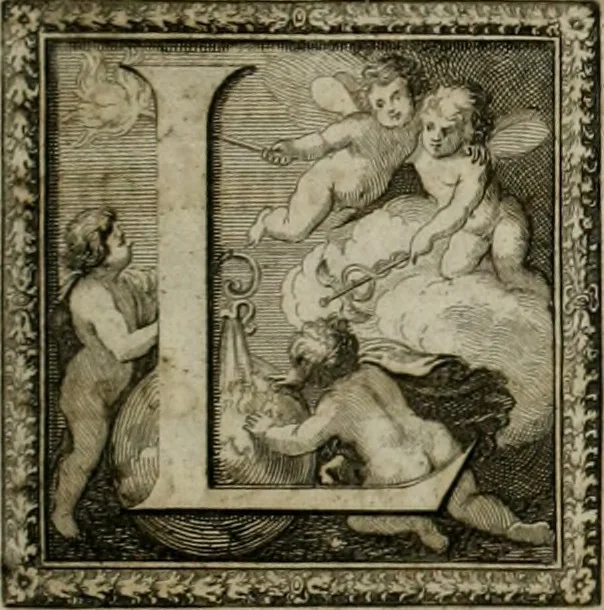 An illustration from Tapisseries du Roy, ou sont representez les quatre elemens et les quatre saisons ; avec les devises qui les accompagnent et leur explication = Königliche französische Tapezereyen, oder überaus schöne Sinn-Bilder, in welchen die vier Element, samt den vier Jahr-Zeiten, neben den Dencksprüchen und ihren Ausslegungen, vorgestellet werden. Aus den Original-Kupffern nachgezeichnet, und den Kunstliebenden zu Nutzen und Ergötzen an den Tag gegeben und verlegt, 1690, leaf 14