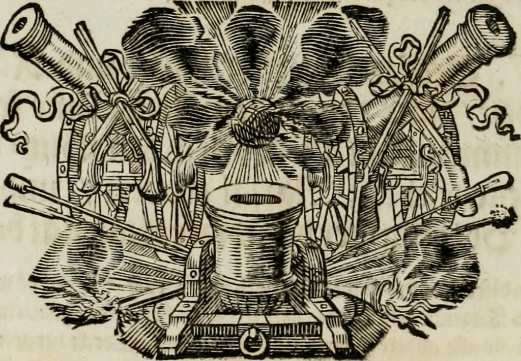 An illustration from Tapisseries du Roy, ou sont representez les quatre elemens et les quatre saisons ; avec les devises qui les accompagnent et leur explication = Königliche französische Tapezereyen, oder überaus schöne Sinn-Bilder, in welchen die vier Element, samt den vier Jahr-Zeiten, neben den Dencksprüchen und ihren Ausslegungen, vorgestellet werden. Aus den Original-Kupffern nachgezeichnet, und den Kunstliebenden zu Nutzen und Ergötzen an den Tag gegeben und verlegt, 1690, leaf 27