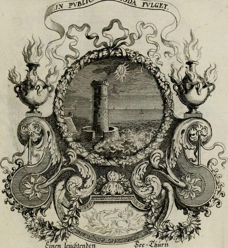 An illustration from Tapisseries du Roy, ou sont representez les quatre elemens et les quatre saisons ; avec les devises qui les accompagnent et leur explication = Königliche französische Tapezereyen, oder überaus schöne Sinn-Bilder, in welchen die vier Element, samt den vier Jahr-Zeiten, neben den Dencksprüchen und ihren Ausslegungen, vorgestellet werden. Aus den Original-Kupffern nachgezeichnet, und den Kunstliebenden zu Nutzen und Ergötzen an den Tag gegeben und verlegt, 1690, leaf 32