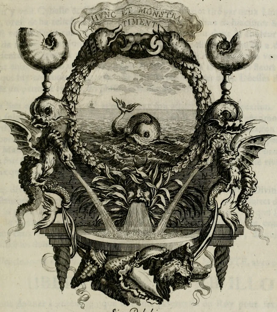 An illustration from Tapisseries du Roy, ou sont representez les quatre elemens et les quatre saisons ; avec les devises qui les accompagnent et leur explication = Königliche französische Tapezereyen, oder überaus schöne Sinn-Bilder, in welchen die vier Element, samt den vier Jahr-Zeiten, neben den Dencksprüchen und ihren Ausslegungen, vorgestellet werden. Aus den Original-Kupffern nachgezeichnet, und den Kunstliebenden zu Nutzen und Ergötzen an den Tag gegeben und verlegt, 1690, leaf 64