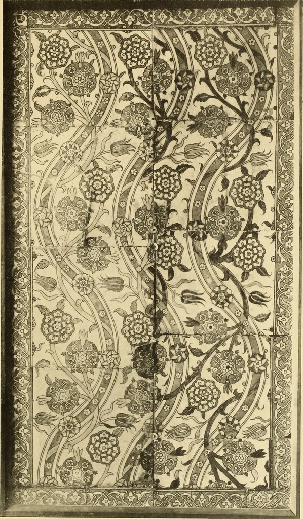 An illustration from Tapis, tissus & faïences orientales, suite des Dessins de tissus (Europe, XVIIIe & XIXe siècles), 1900, leaf 104