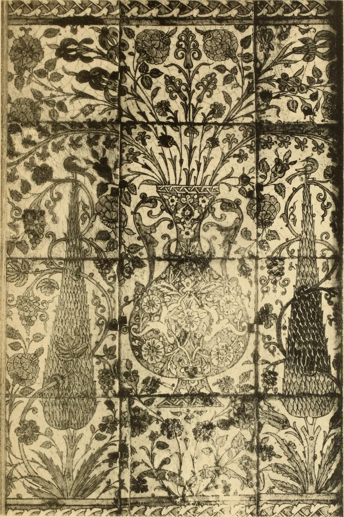 An illustration from Tapis, tissus & faïences orientales, suite des Dessins de tissus (Europe, XVIIIe & XIXe siècles), 1900, leaf 112