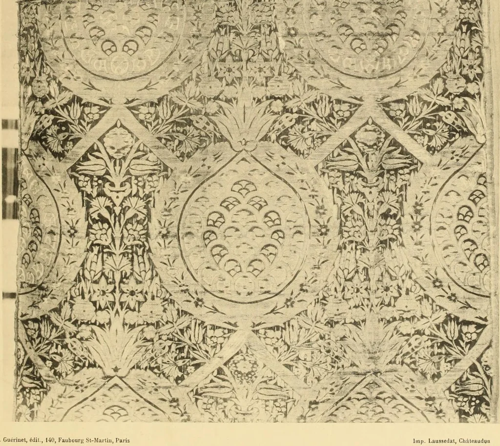 An illustration from Tapis, tissus & faïences orientales, suite des Dessins de tissus (Europe, XVIIIe & XIXe siècles), 1900, leaf 12