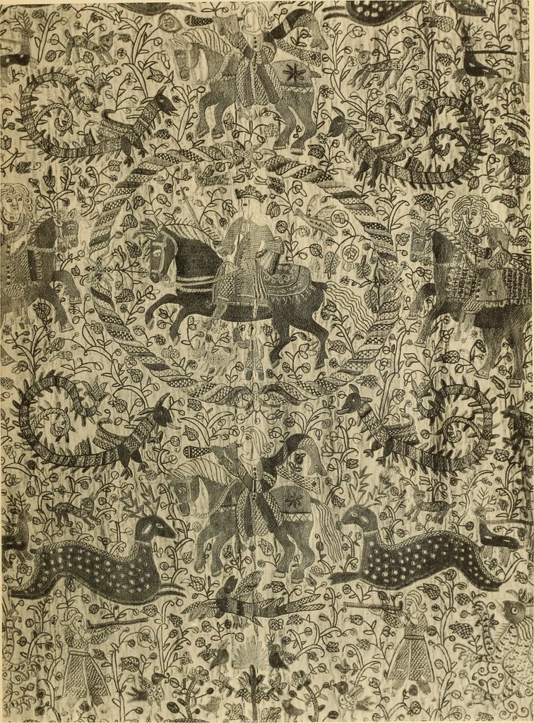 An illustration from Tapis, tissus & faïences orientales, suite des Dessins de tissus (Europe, XVIIIe & XIXe siècles), 1900, leaf 44