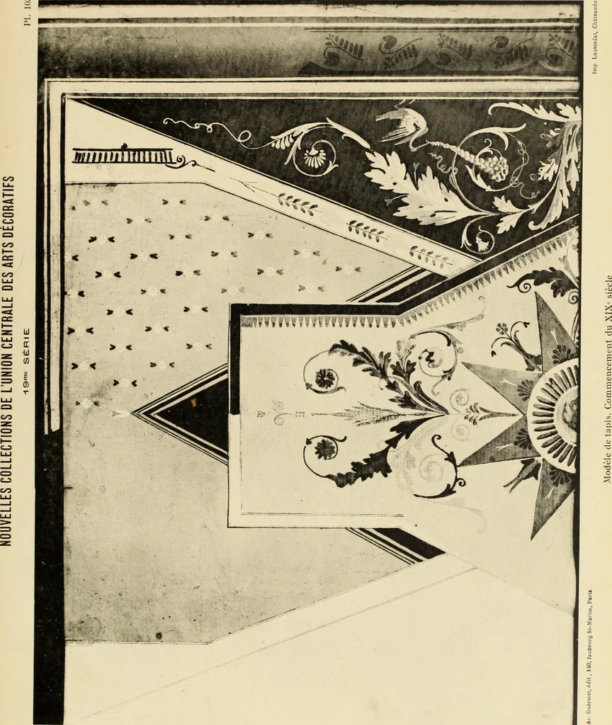 An illustration from Tapis, tissus & faïences orientales, suite des Dessins de tissus (Europe, XVIIIe & XIXe siècles), 1900, leaf 52
