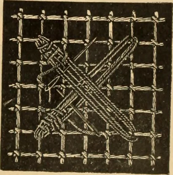 An illustration from Tatting and netting, 1895, leaf 102