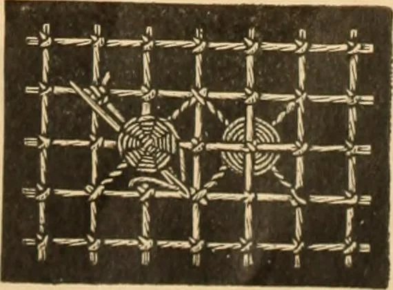 An illustration from Tatting and netting, 1895, leaf 102