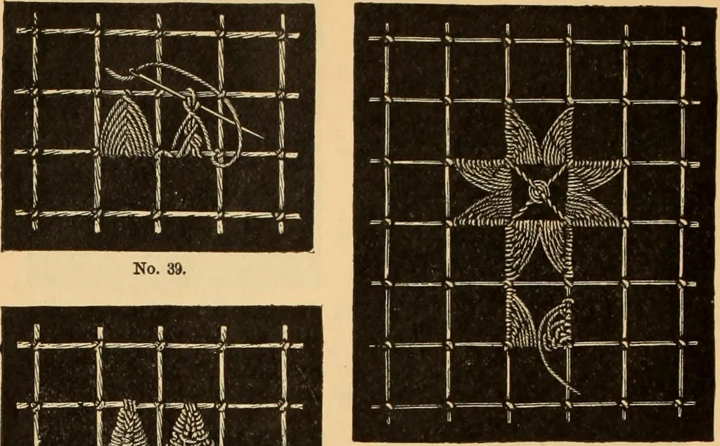 An illustration from Tatting and netting, 1895, leaf 103