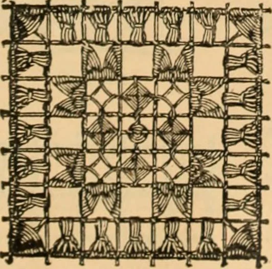 An illustration from Tatting and netting, 1895, leaf 104