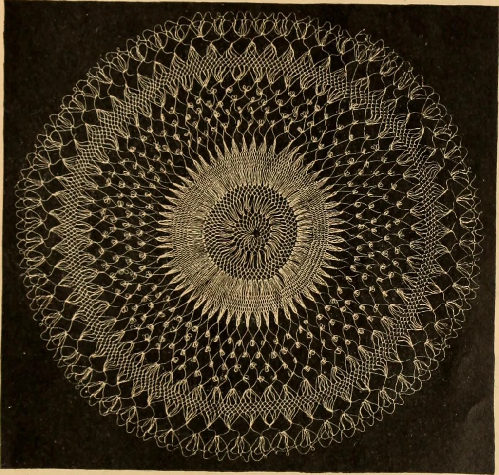An illustration from Tatting and netting, 1895, leaf 128