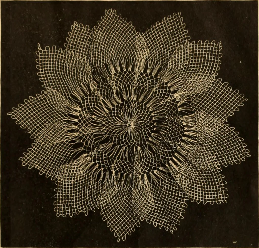 An illustration from Tatting and netting, 1895, leaf 130