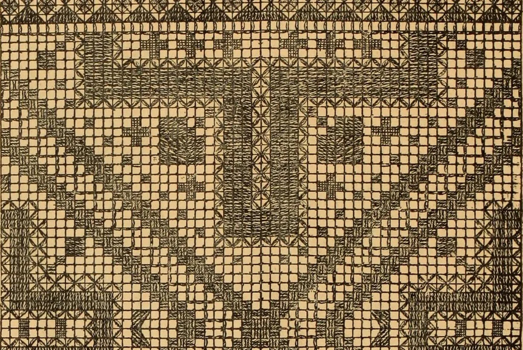 An illustration from Tatting and netting, 1895, leaf 155