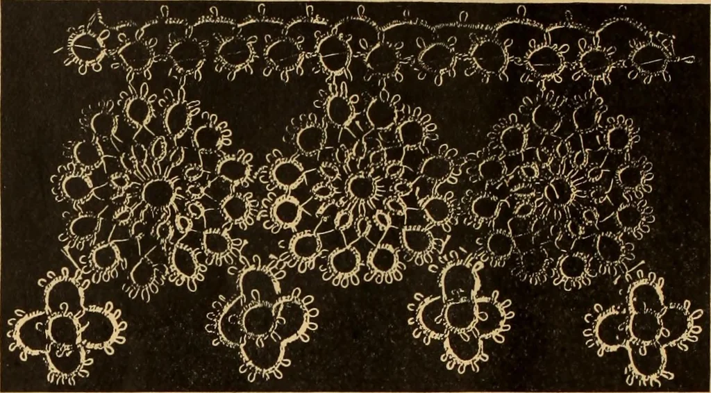 An illustration from Tatting and netting, 1895, leaf 19