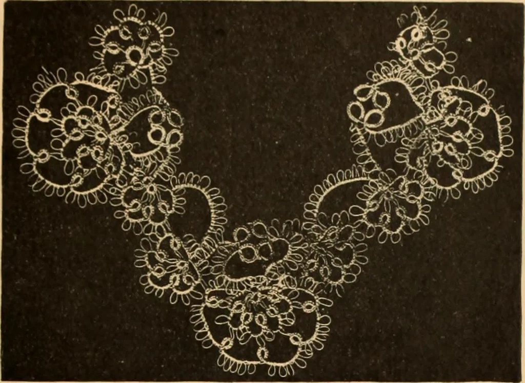 An illustration from Tatting and netting, 1895, leaf 56