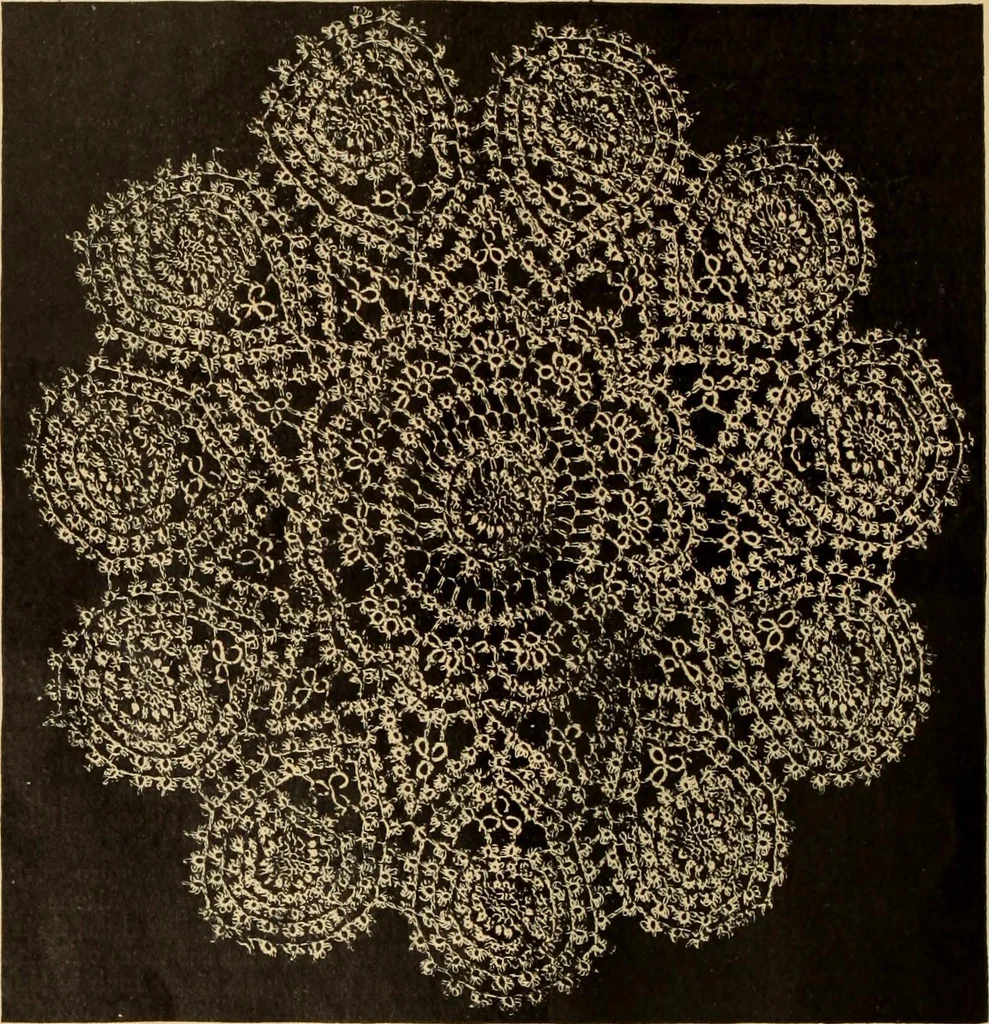 An illustration from Tatting and netting, 1895, leaf 59