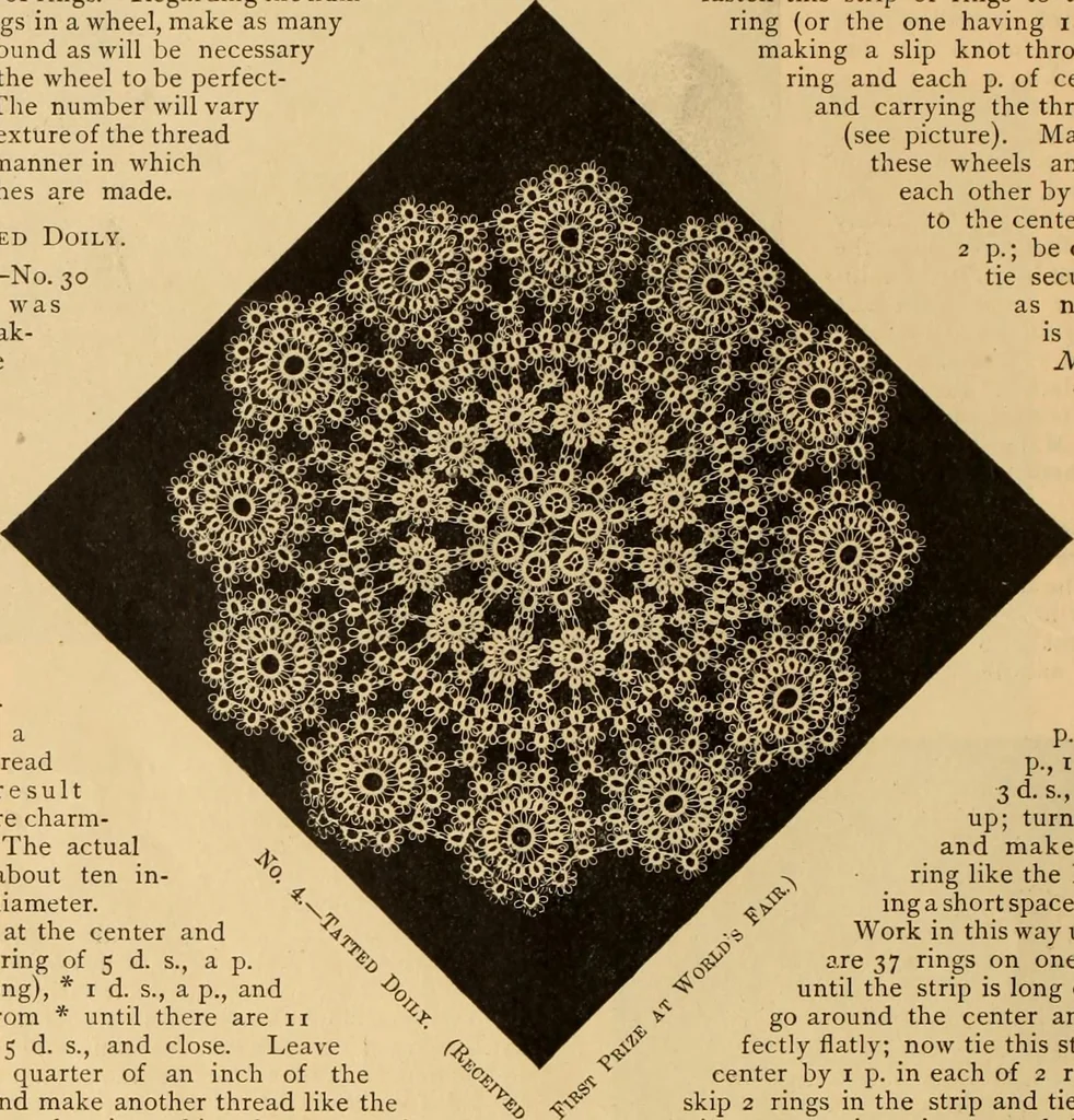 An illustration from Tatting and netting, 1895, leaf 61