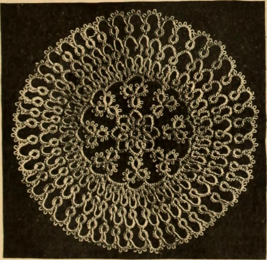 An illustration from Tatting and netting, 1895, leaf 64