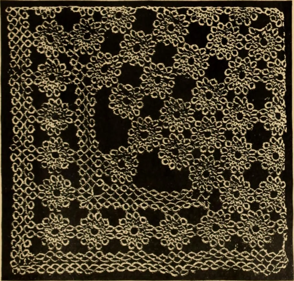 An illustration from Tatting and netting, 1895, leaf 74