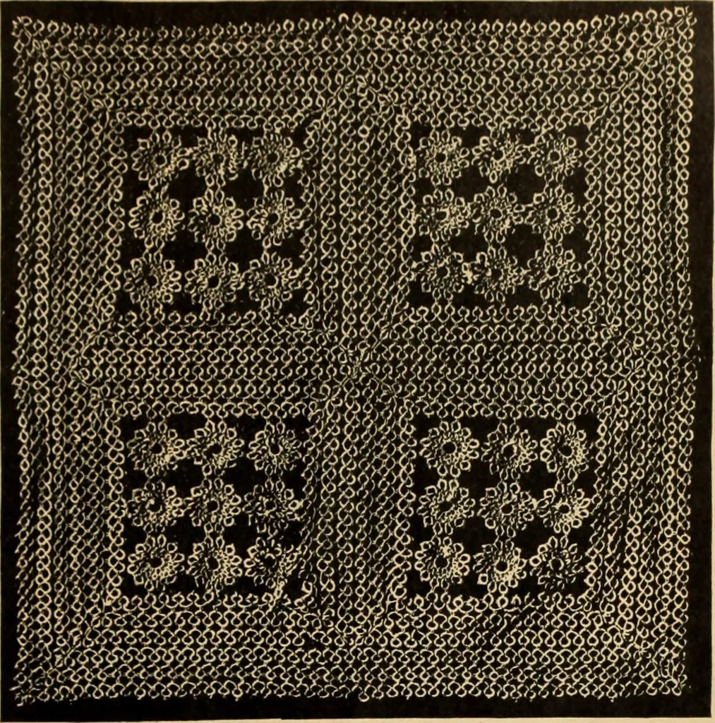 An illustration from Tatting and netting, 1895, leaf 76