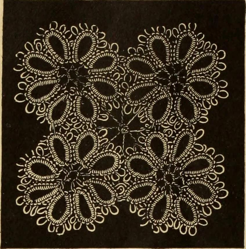 An illustration from Tatting and netting, 1895, leaf 77