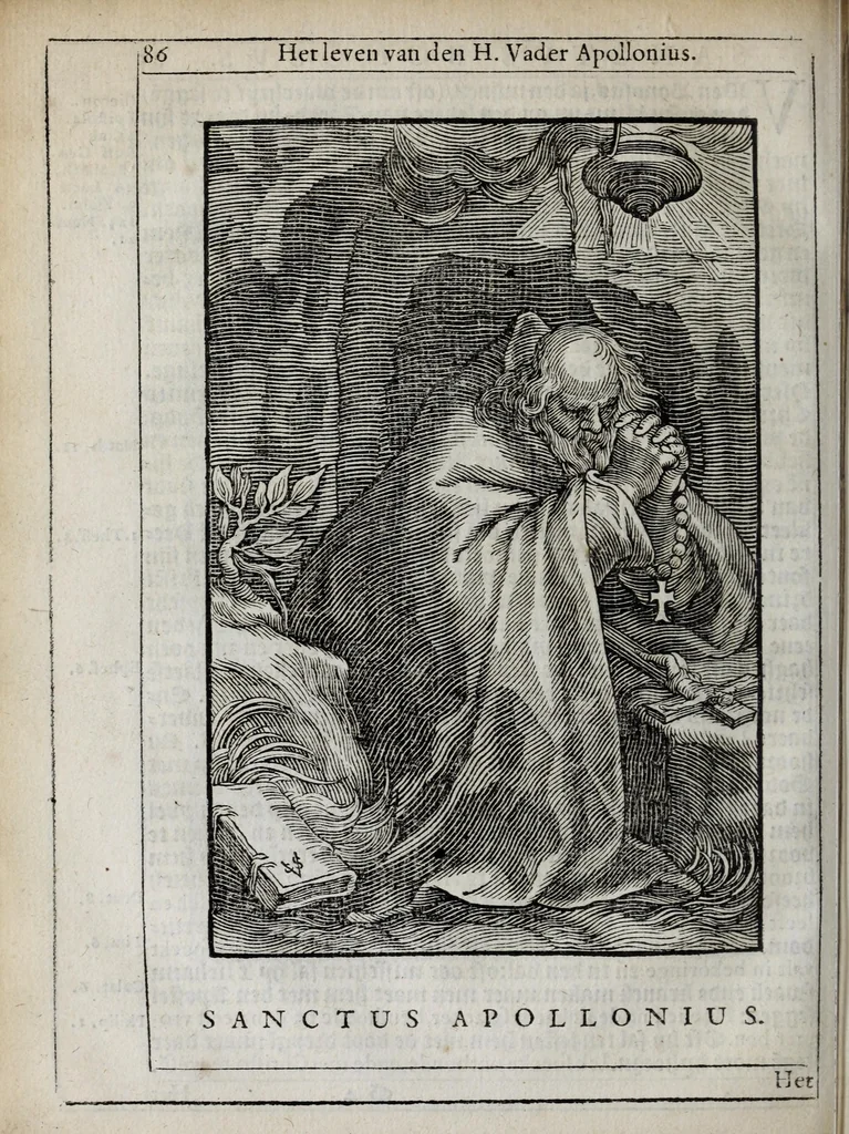 An illustration from 'tBosch der eremyten ende eremitinnen, van Aegypten ende Palestinen, 1644, leaf 102