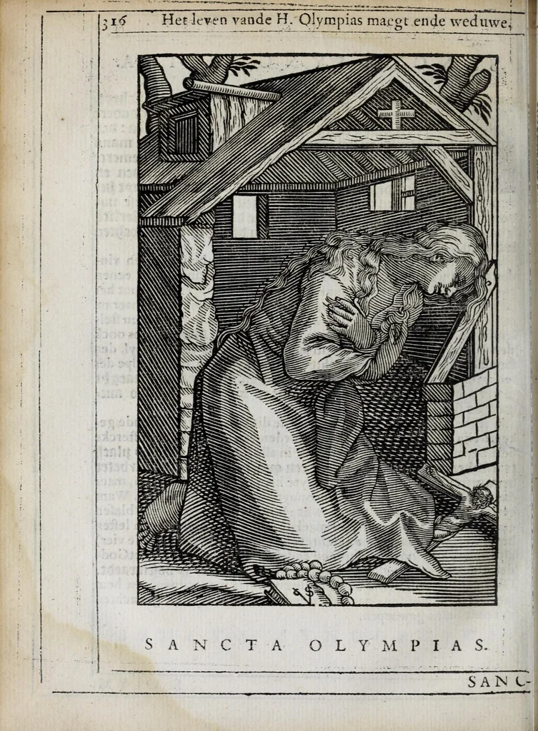 An illustration from 'tBosch der eremyten ende eremitinnen, van Aegypten ende Palestinen, 1644, leaf 332