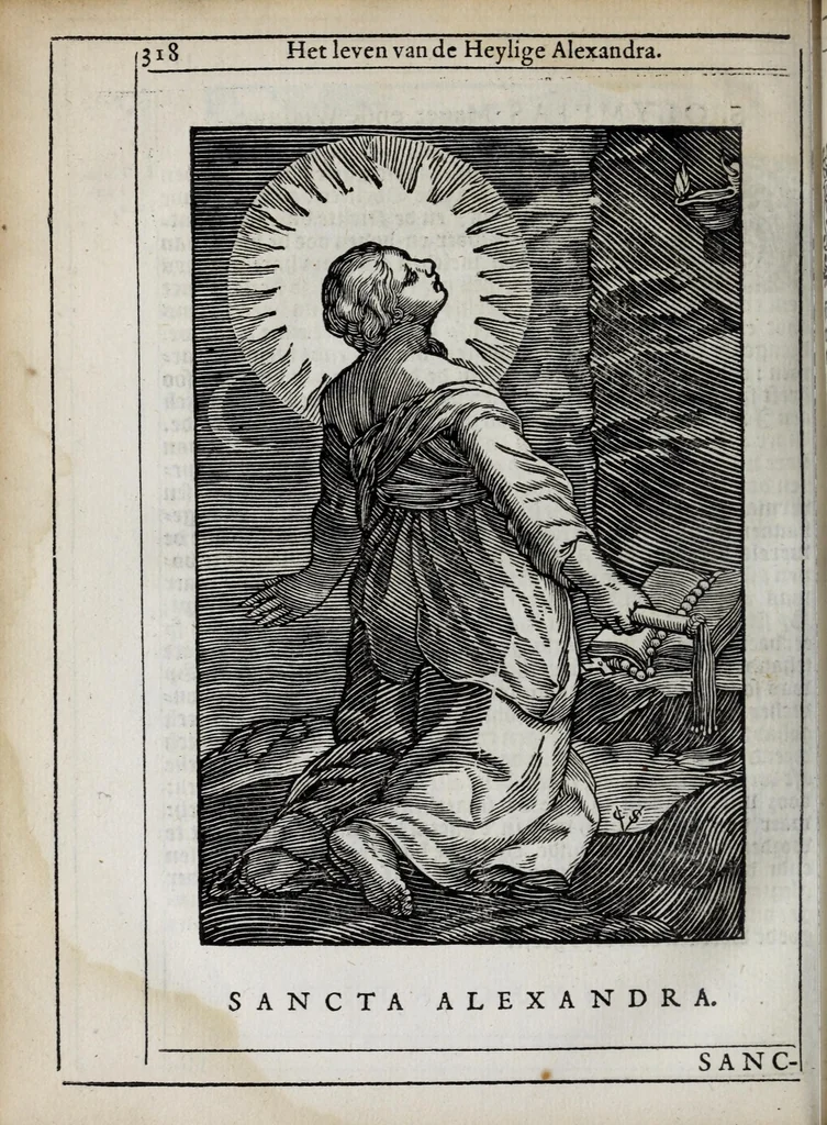 An illustration from 'tBosch der eremyten ende eremitinnen, van Aegypten ende Palestinen, 1644, leaf 334