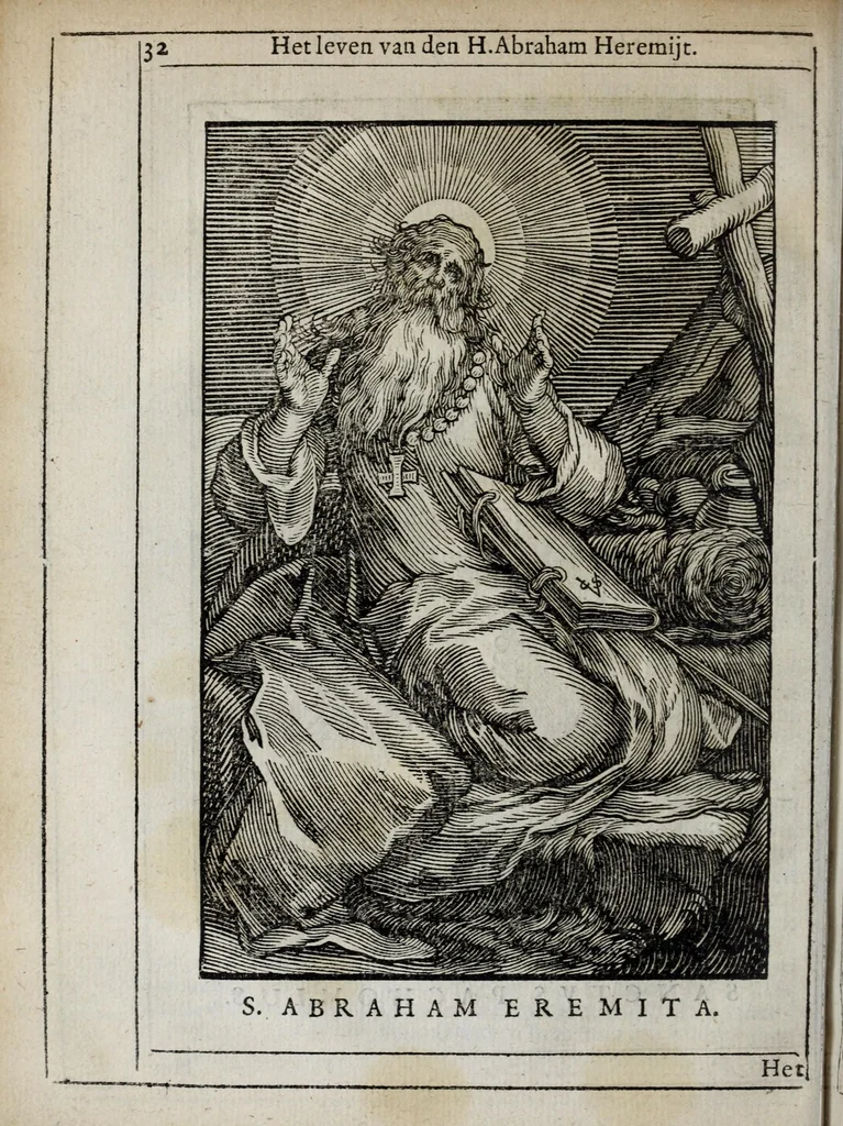 An illustration from 'tBosch der eremyten ende eremitinnen, van Aegypten ende Palestinen, 1644, leaf 48