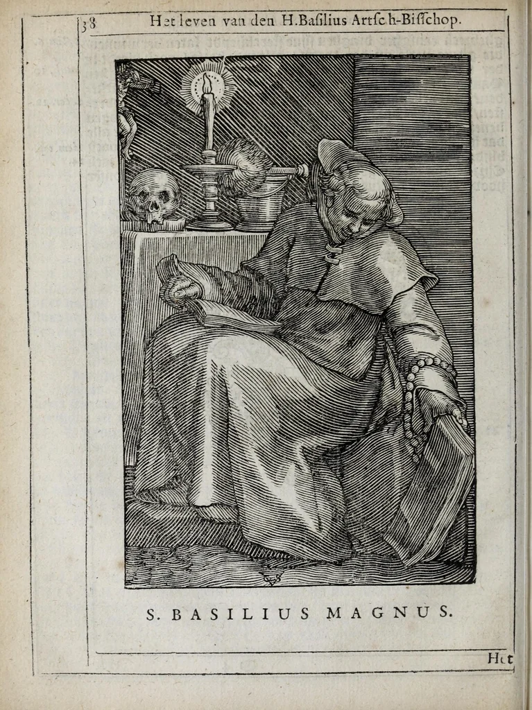 An illustration from 'tBosch der eremyten ende eremitinnen, van Aegypten ende Palestinen, 1644, leaf 54