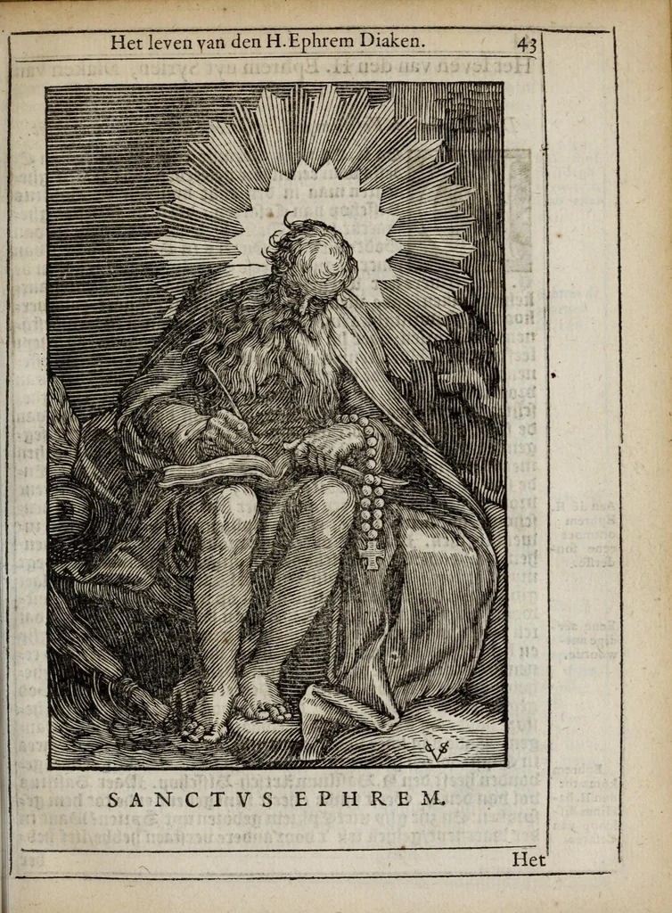 An illustration from 'tBosch der eremyten ende eremitinnen, van Aegypten ende Palestinen, 1644, leaf 59