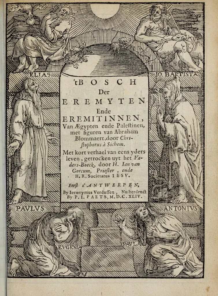 An illustration from 'tBosch der eremyten ende eremitinnen, van Aegypten ende Palestinen, 1644, leaf 7