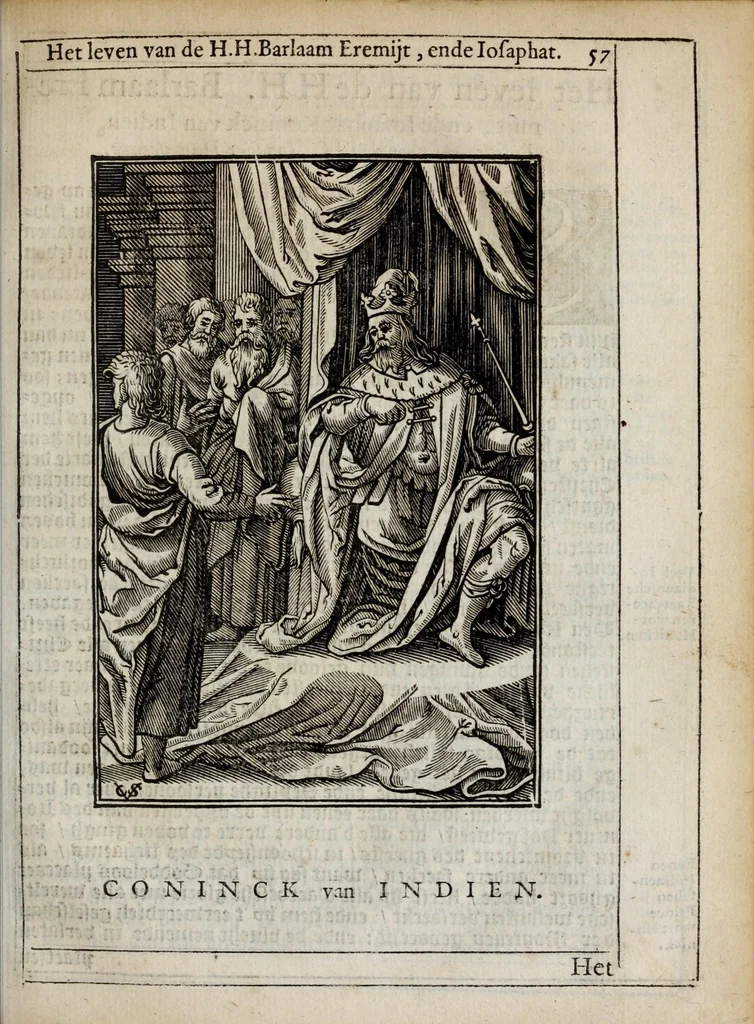 An illustration from 'tBosch der eremyten ende eremitinnen, van Aegypten ende Palestinen, 1644, leaf 73