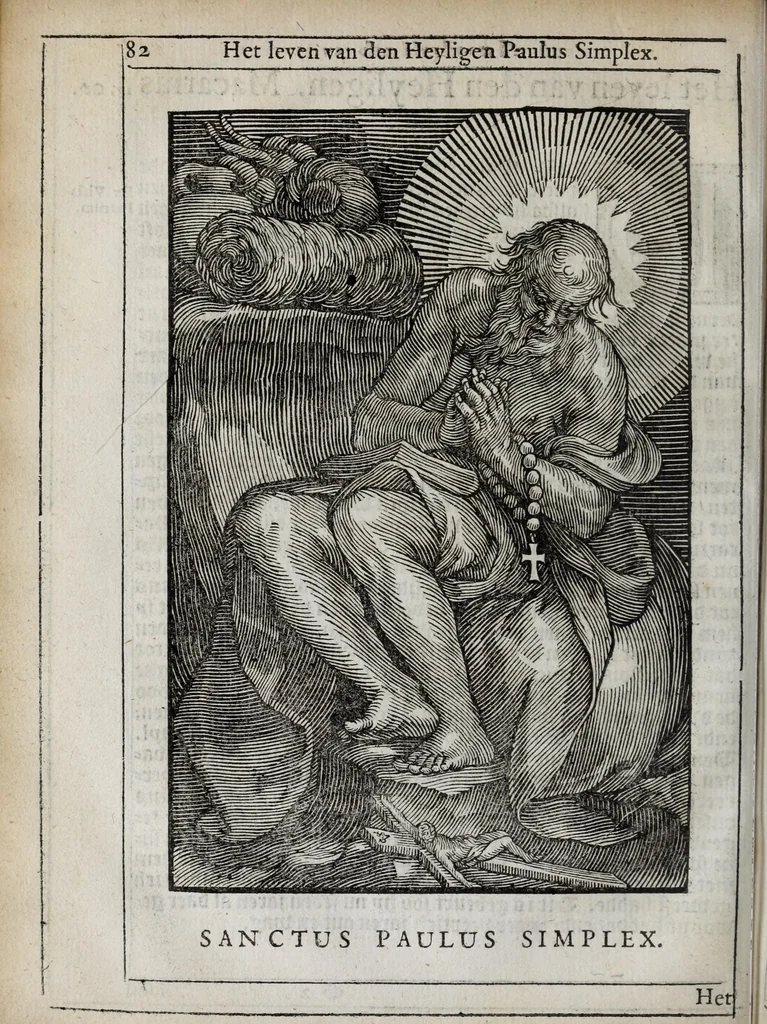 An illustration from 'tBosch der eremyten ende eremitinnen, van Aegypten ende Palestinen, 1644, leaf 98