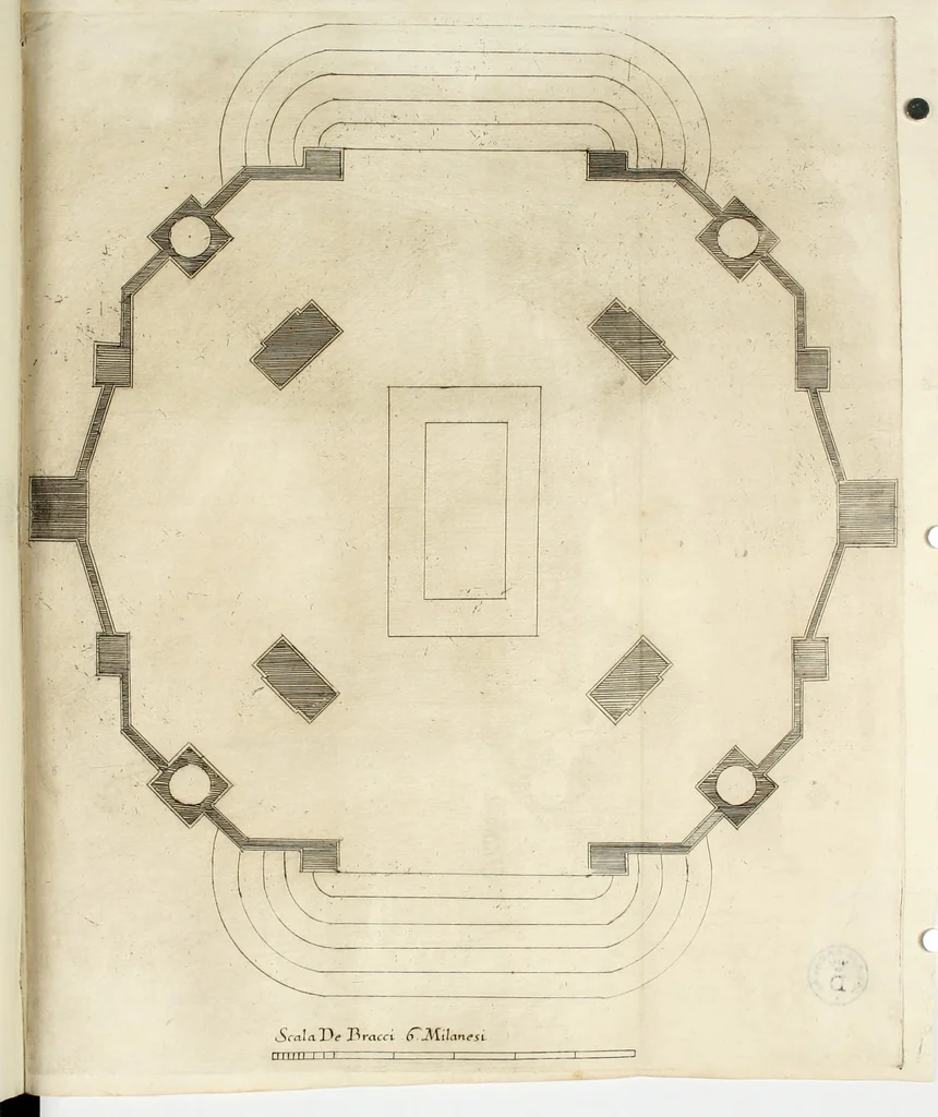 An illustration from Teatro de la gloria : consagrado a la excelentisima señora doña Felice de Sandoval Enriquez, duquesa de Vceda difunta : por el excelentisimo señor don Gaspar Tellez Giron, duque de Osuna, conde de Vreña, gouernador del estado de Milan y capitan general en Italia, en sus solemnes esequias celebradas en Milan, 1671, leaf 117