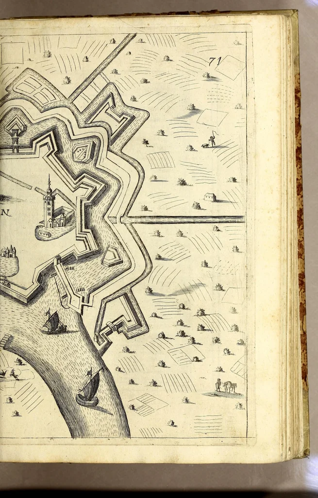 An illustration from Teatro del Belgio, o' Sia descritione delle diecisette provincie del medesimo; : con le piante delle città, e fortezze principali; da chi al presente possesse; come, in qual modo, & in qual tempo acquistate. Aggiontovi vn succinto racconto di quanto è occorso dalla mossa d'armi del rè christianissimo contro gli Stati generali delle Provincie Unite sin' al fine del 1672., 1683, leaf 371