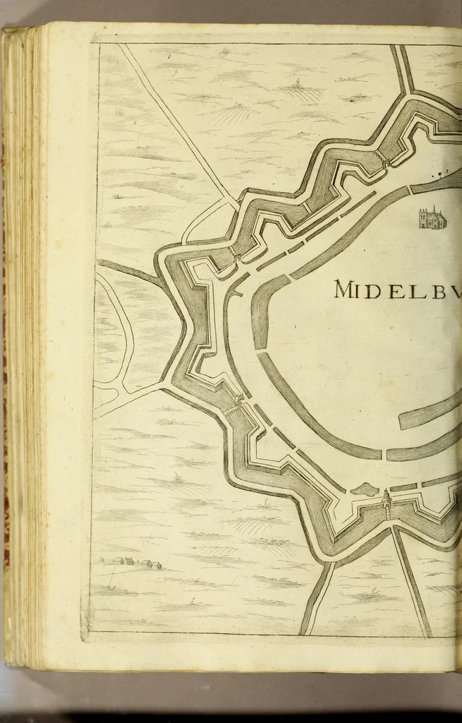 An illustration from Teatro del Belgio, o' Sia descritione delle diecisette provincie del medesimo; : con le piante delle città, e fortezze principali; da chi al presente possesse; come, in qual modo, & in qual tempo acquistate. Aggiontovi vn succinto racconto di quanto è occorso dalla mossa d'armi del rè christianissimo contro gli Stati generali delle Provincie Unite sin' al fine del 1672., 1683, leaf 380