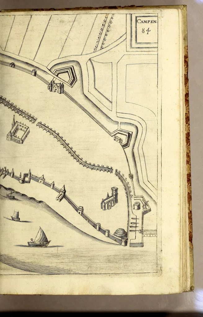 An illustration from Teatro del Belgio, o' Sia descritione delle diecisette provincie del medesimo; : con le piante delle città, e fortezze principali; da chi al presente possesse; come, in qual modo, & in qual tempo acquistate. Aggiontovi vn succinto racconto di quanto è occorso dalla mossa d'armi del rè christianissimo contro gli Stati generali delle Provincie Unite sin' al fine del 1672., 1683, leaf 437